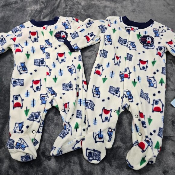 Weeplay Fleece Pajama Set 3–6M NWT 2-Pack Baby Footies Happy Camper Print - Picture 2 of 12